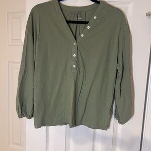Everlane Green Button-Up Top